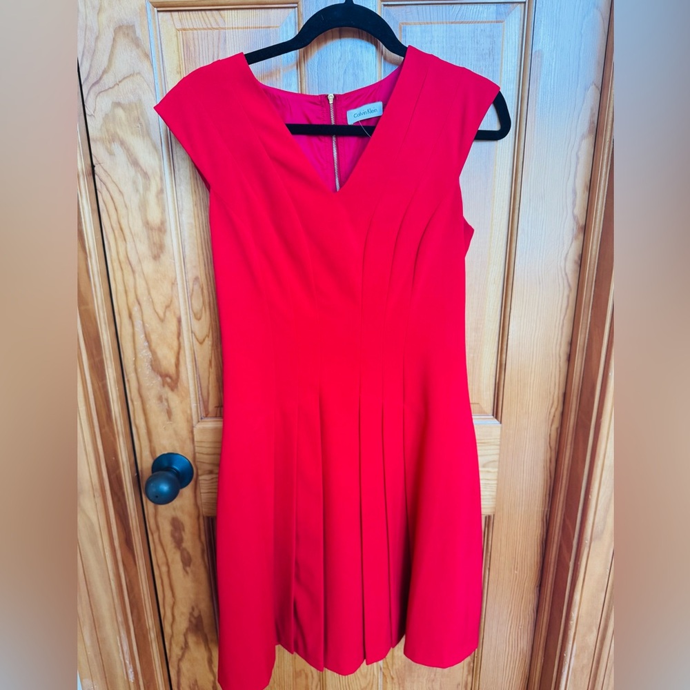 Calvin Klein Vibrant Red fitted  Dress